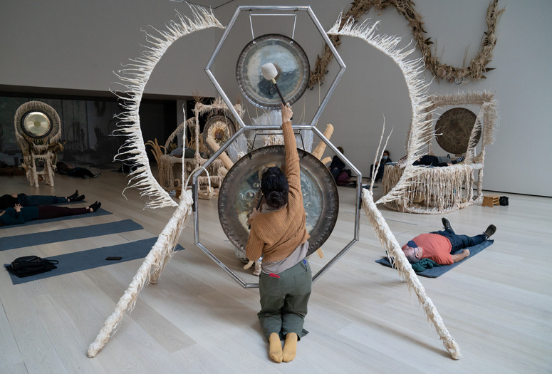 A Guadalupe Maravilla Sound Bath performance at The Museum of Modern Art, New York, 2021. Photo: Julieta Cervantes. Digital Image ©️ 2022 The Museum of Modern Art, New York