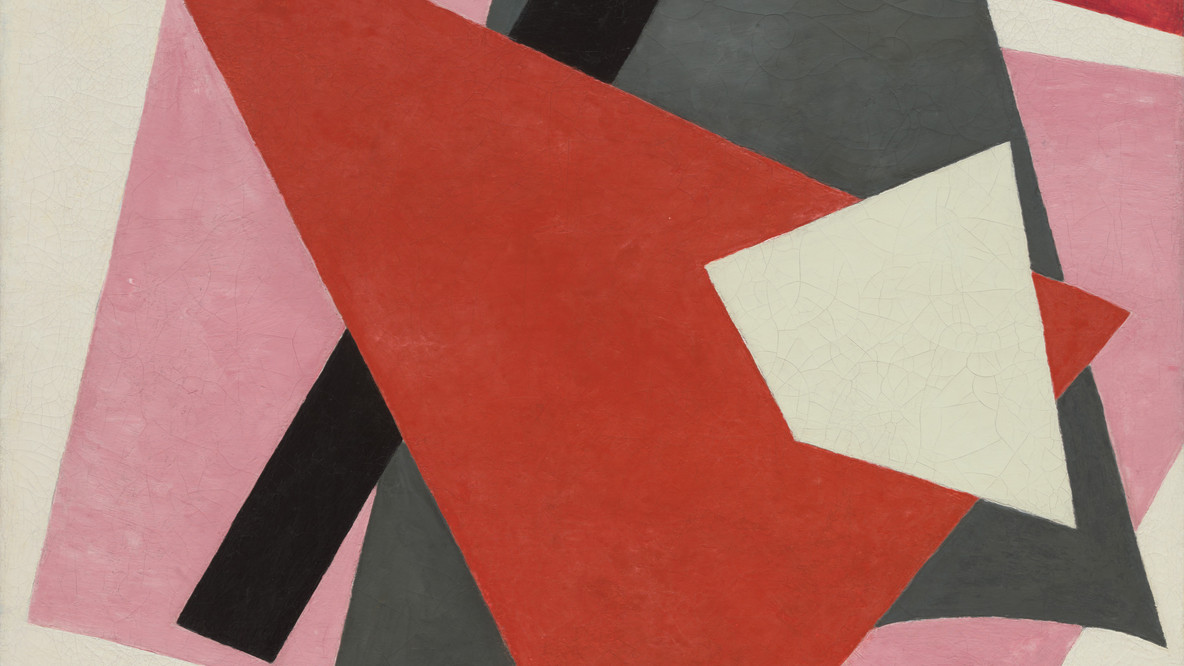 Liubov Popova. Painterly Architectonic. 1917. Oil on canvas, 31 1/2 x 38 5/8&#34; (80 x 98 cm). Philip Johnson Fund