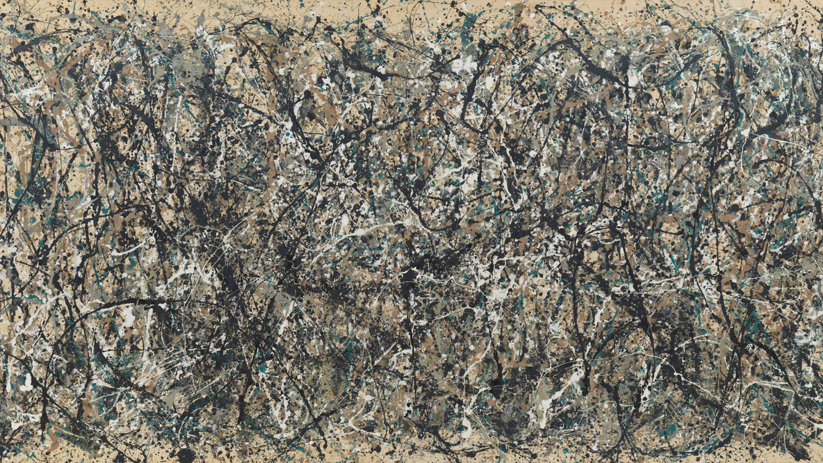 Jackson Pollock. One: Number 31, 1950. Oil and enamel paint on canvas, 8&#39; 10&#34; × 17&#39; 5 5/8&#34; (269.5 × 530.8 cm). © 2022 Pollock-Krasner Foundation/Artists Rights Society (ARS), New York, Sidney and Harriet Janis Collection Fund (by exchange). Conservation was made possible by the Bank of America Art Conservation Project