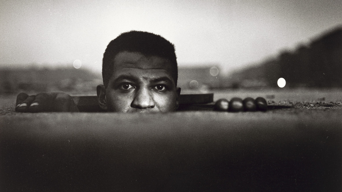 Gordon Parks. Emerging Man, Harlem, New York. 1952. Gelatin silver print, 8 7/16 × 12 7/8&#34; (21.4 × 32.7 cm). © 2022 Gordon Parks Foundation, Acquired through the generosity of The Friends of Education of The Museum of Modern Art and Committee on Photography Fund