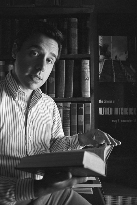 Peter Bogdanovich at home, 1968 (with a poster for his MoMA Alfred Hitchcock retrospective in the background). © Bruce McBroom/mptvimages.com