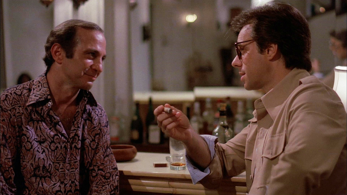Bogdanovich (at right) with Ben Gazzara in Saint Jack (1979)