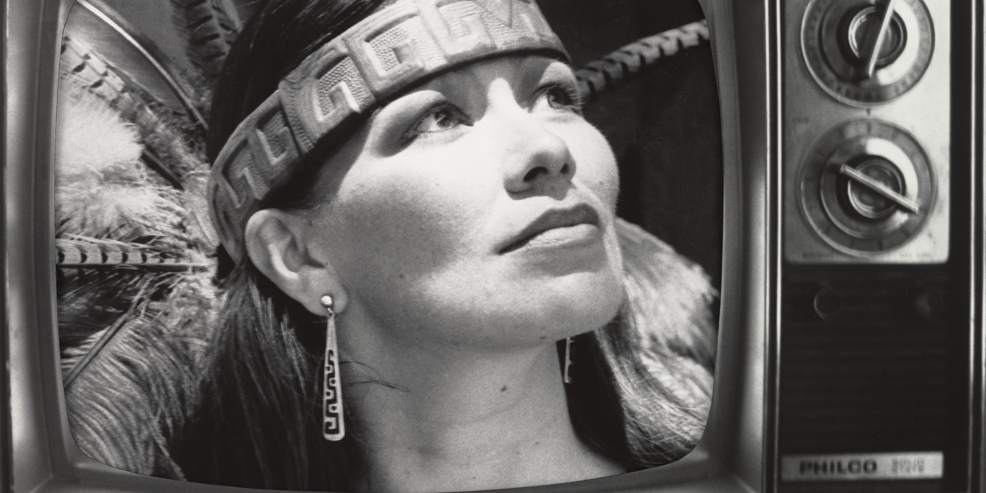 Hulleah J. Tsinhnahjinnie. Vanna Brown, Azteca Style. 1990. Photocollage, 23 9⁄16 × 30&#34; (59.8 × 76.2 cm). The Museum of Modern Art, New York. Gift of Helen Kornblum in honor of Roxana Marcoci. © 2022 Hulleah J. Tsinhnahjinnie