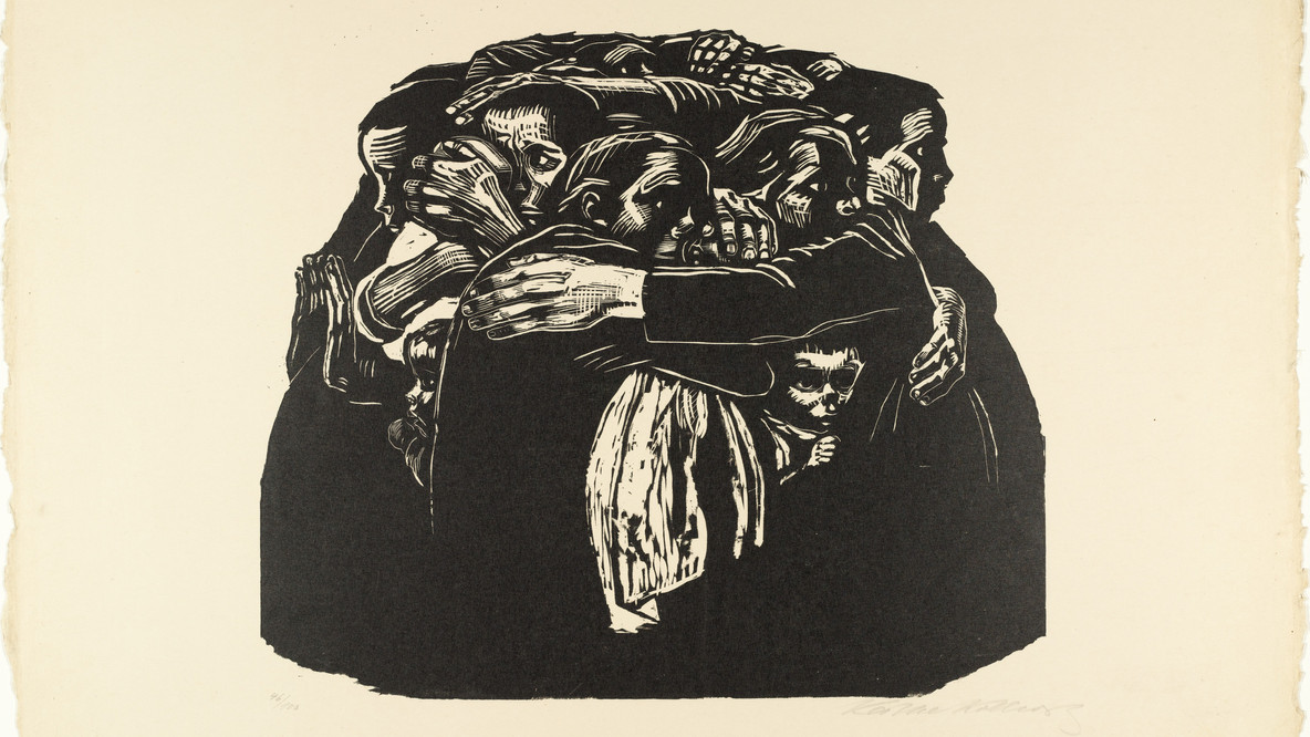 Käthe Kollwitz. The Mothers (Die Mütter) from War (Krieg). 1921–22, published 1923. One from a portfolio of eight woodcuts (including cover), composition (irreg.): 13 1/2 × 15 3/4&#34; (34.3 × 40 cm); sheet (irreg.): 18 9/16 × 26 1/8&#34; (47.2 × 66.4 cm). Gift of the Arnhold Family in memory of Sigrid Edwards