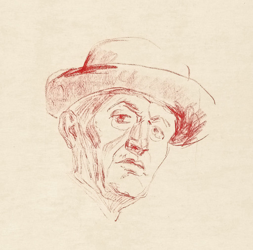 Edvard Munch. Self Portrait with Hat I. 1927. Transfer lithograph, composition (irreg.): 8 × 7 3/8&#34; (20.3 × 18.7 cm); sheet: 25 1/8 × 18 11/16&#34; (63.8 × 47.5 cm). Purchase