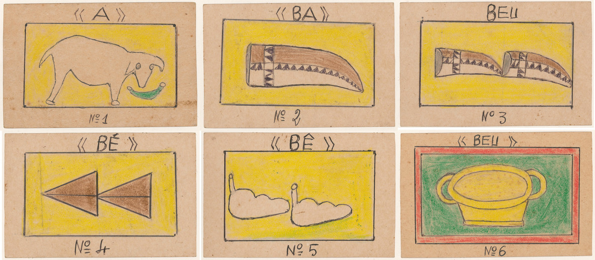 Frédéric Bruly Bouabré. Alphabet Bété. 1990–91. Six of 449 drawings