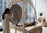 Image of Guadalupe Maravilla Sound Bath performance. 2021 at The Museum of Modern Art, New York. Digital Image ©️ 2021 The Museum of Modern Art, New York. Photo by Julieta Cervantes.