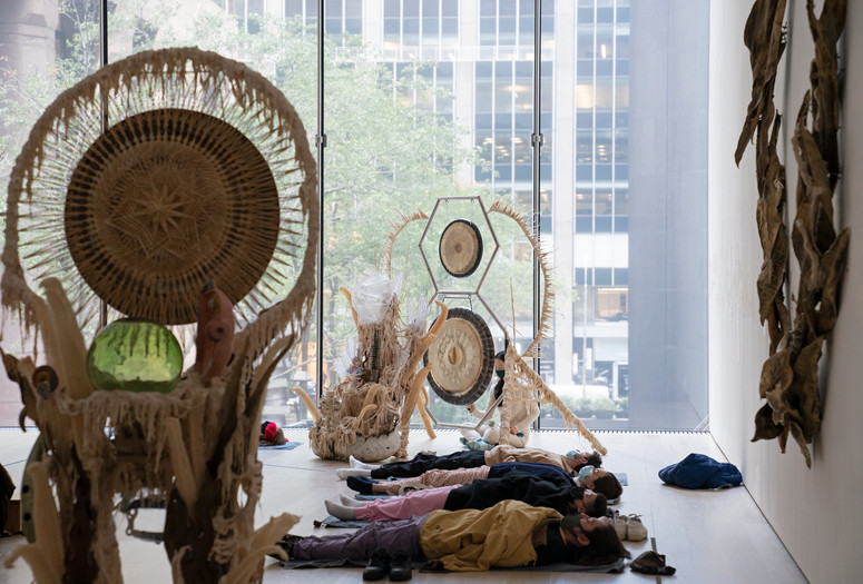 Image of Guadalupe Maravilla Sound Bath performance. 2021 at The Museum of Modern Art, New York. Digital Image ©️ 2021 The Museum of Modern Art, New York. Photo by Julieta Cervantes.