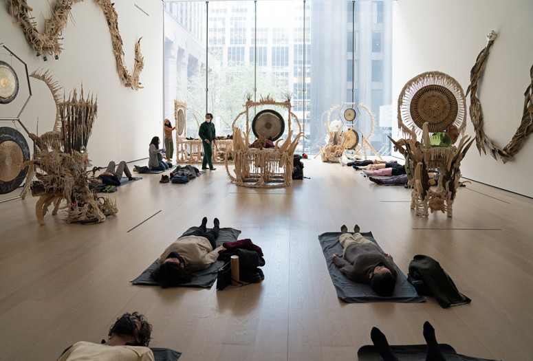 Image of Guadalupe Maravilla Sound Bath performance. 2021 at The Museum of Modern Art, New York. Digital Image © 2021 The Museum of Modern Art, New York. Photo by Julieta Cervantes.