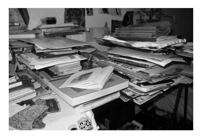 BlackMass Publishing. Desk of Yusuf Hassan. Image courtesy of the artist.
