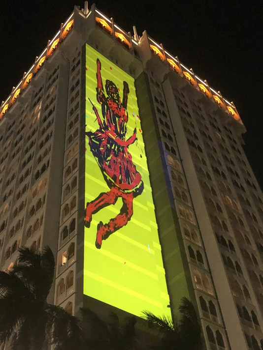 Nalini Malani. Can You Hear Me? 2020. Installation view, Taj Mahal Hotel, Mumbai, 2020