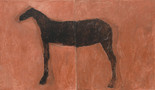 Susan Rothenberg. Triphammer Bridge. 1974. Acrylic and tempera on canvas, 67 1/8" x 9' 7 3/8" (170.5 x 292.1 cm). Gift of Edward R. Broida. © 2022 Susan Rothenberg/Artists Rights Society (ARS), New York