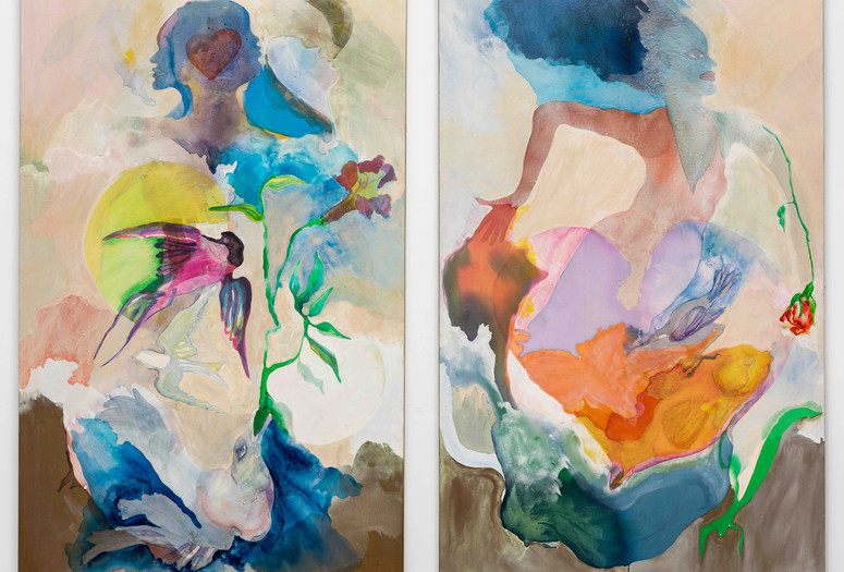 Suzanne Jackson. Wind and Water. 1975. Acrylic paint and pencil on canvas, two panels, each panel: 97 × 60" (246.4 × 152.4 cm). Acquired through the generosity of The Modern Women’s Fund, Alice and Tom Tisch, Anne and Joel Ehrenkranz, Marie-Josée and Henry R. Kravis, Michael S. Ovitz, Ronnie F. Heyman, and Pamela J. Joyner and Alfred J. Giuffrida