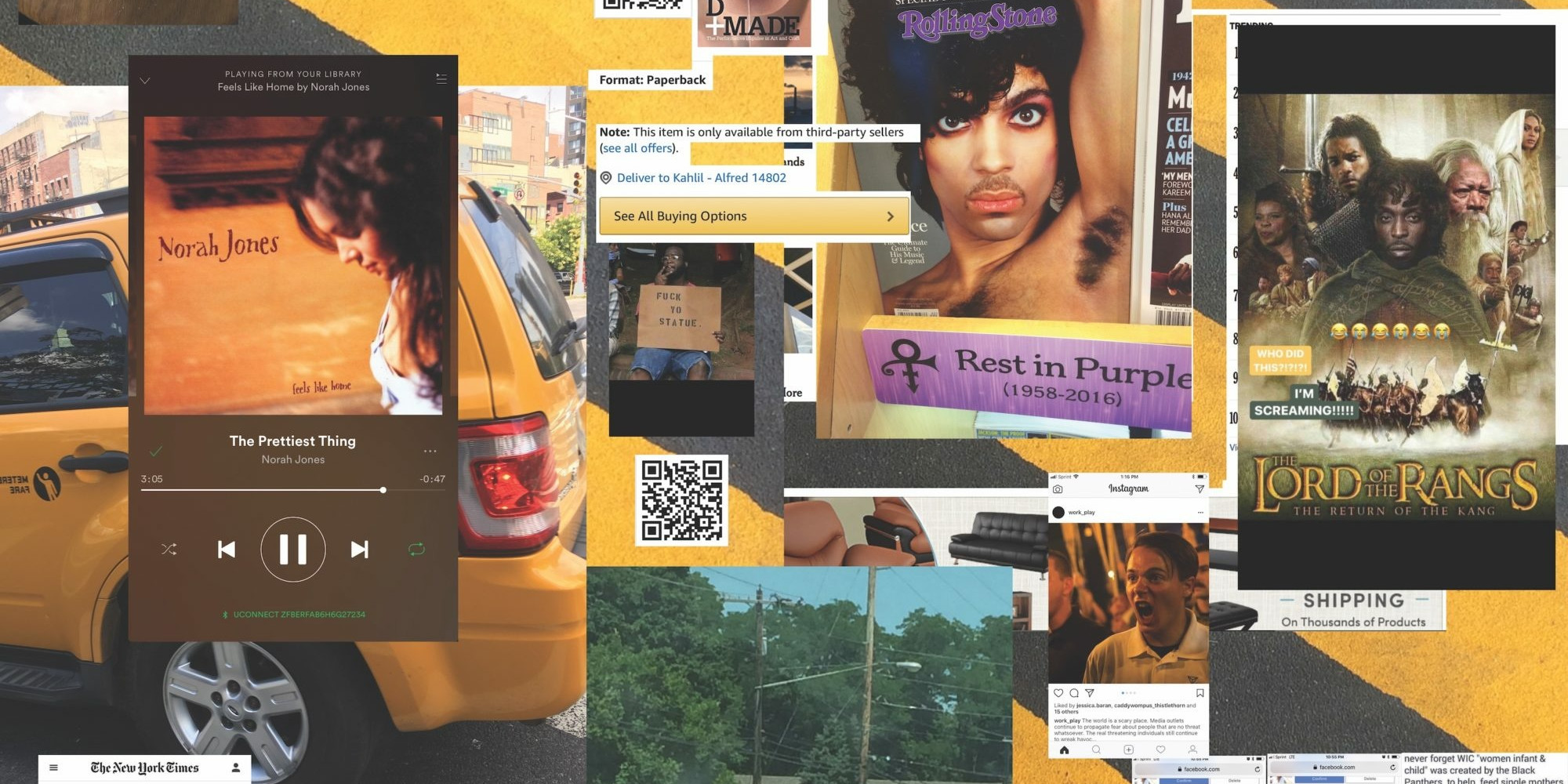 Kahlil Robert Irving. Black and Yellow – CAUTION. 2021. Digital print on adhesive fabric, 27 × 27". Courtesy of the artist