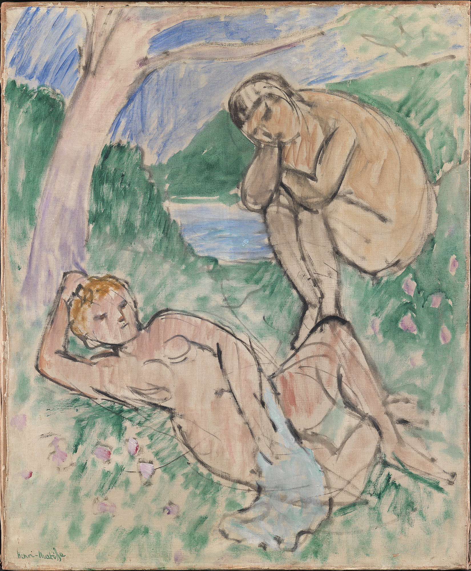 Henri Matisse. *Bathers*. 1907. Oil on canvas, 28 3/4” × 23 1/4” (73 × 59 cm). Gift of the Augustinus Foundation and the New Carlsberg Foundation. SMK – The National Gallery of Denmark, Copenhagen. © 2022 Succession H. Matisse / Artists Rights Society (ARS), New York