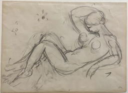 Henri Matisse. Untitled (Study of Reclining Nude). 1911. Pencil on paper from sketchbook, 10 1/16 × 13 15/16” (25.5 × 35.4 cm). Musée National d’Art Moderne, Centre Pompidou, Paris. © 2022 Succession H. Matisse / Artists Rights Society (ARS), New York