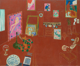 Henri Matisse. The Red Studio. Issy-les-Moulineaux, 1911. Oil on canvas, 71 1/4″ x 7′ 2 1/4″ (181 x 219.1 cm). Mrs. Simon Guggenheim Fund, The Museum of Modern Art, New York. © 2022 Succession H. Matisse / Artists Rights Society (ARS), New York