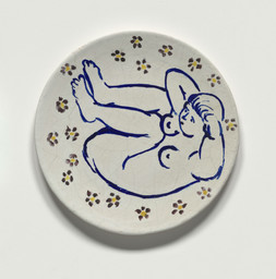 Henri Matisse. Untitled (Female Nude). 1907. Ceramic plate, tin-glazed earthenware, 9 3/4" (24.8 cm) in diameter. The Museum of Modern Art, New York. © 2022 Succession H. Matisse / Artists Rights Society (ARS), New York