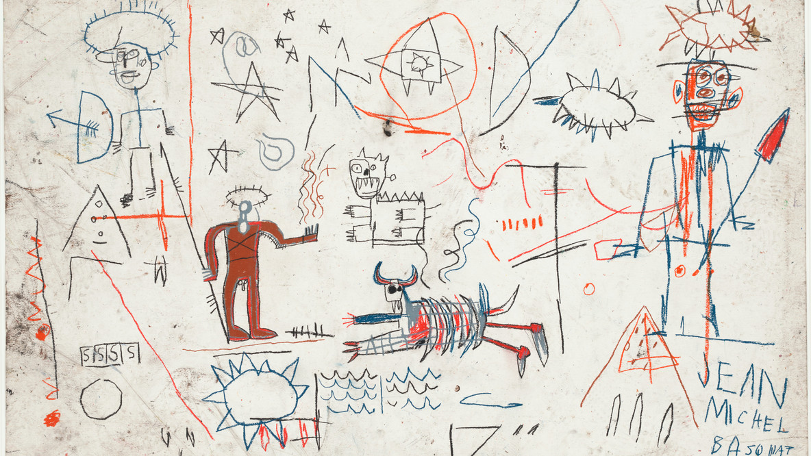 Jean-Michel Basquiat. Untitled. 1981. Oilstick on paper, 40 x 60&#34; (101.6 x 152.4 cm). Fractional and promised gift of Sheldon H. Solow