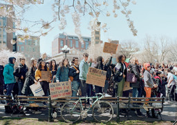 An-My Lê. High School Students Protesting Gun Violence, Washington Square Park, New York City, from the series Silent General. 2018. Inkjet print, 40 × 56 1/2&#34; (101.6 × 143.5 cm). © 2022 An-My Lê. Image courtesy of the artist