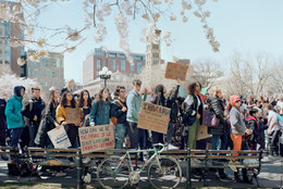 An-My Lê. High School Students Protesting Gun Violence, Washington Square Park, New York City, from the series Silent General. 2018. Inkjet print, 40 × 56 1/2&#34; (101.6 × 143.5 cm). © 2022 An-My Lê. Image courtesy of the artist