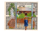 Danielle De Jesus. 7 stops to Manhattan from Jefferson Street. 2022. Acrylic on US currency. Courtesy the artist