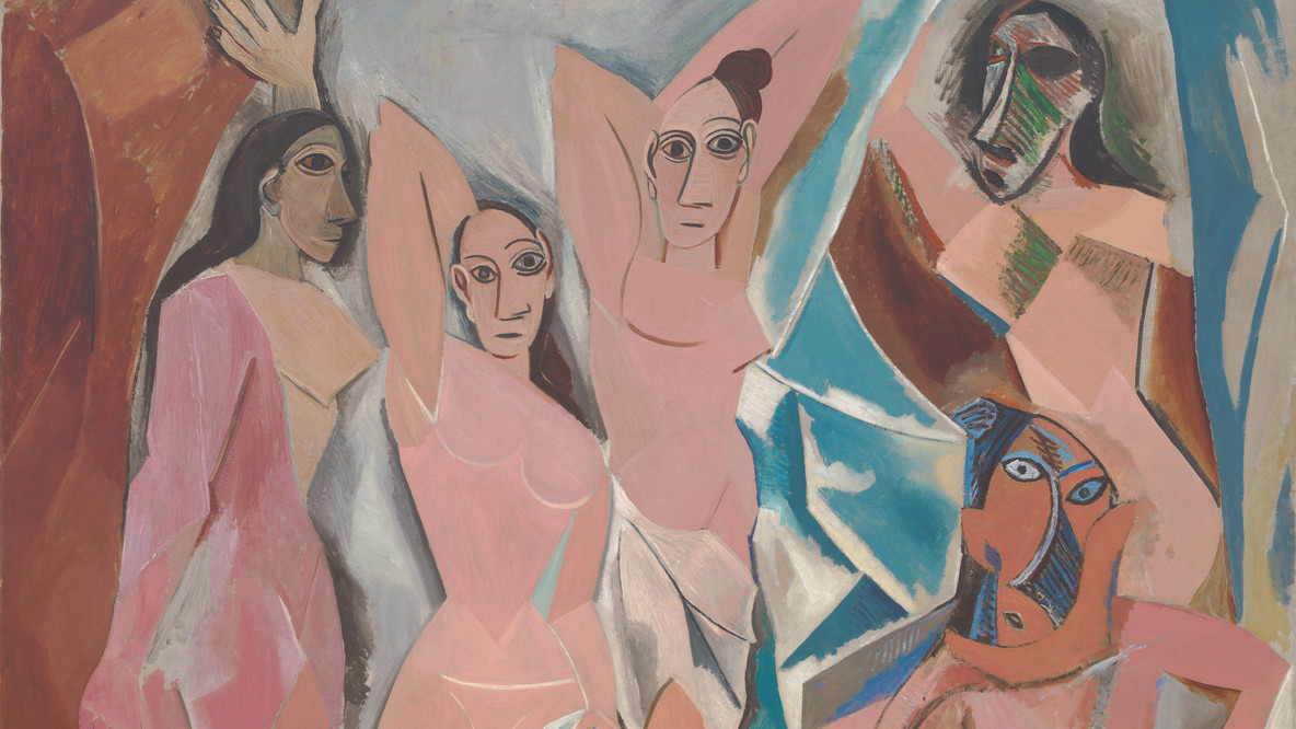Pablo Picasso. Les Demoiselles d&#39;Avignon. Paris, June-July 1907. Oil on canvas, 8&#39; x 7&#39; 8&#34; (243.9 x 233.7 cm). Acquired through the Lillie P. Bliss Bequest (by exchange)
