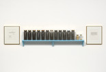 Adrian Piper. What Will Become of Me. 1985–ongoing. Framed text, glass jars, shelf, hair, fingernails, and skin, dimensions variable. Gift of Gwen and Peter Norton. © 2022 Adrian Piper
