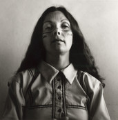 Graciela Iturbide. Autorretrato como Seri, Desierto de Sonora (Self-Portrait as Seri, Sonoran Desert). 1979. Gelatin silver print, 9 5/16 × 9 3/16&#34; (23.6 × 23.4 cm). Acquired through the generosity of the William Talbott Hillman Foundation