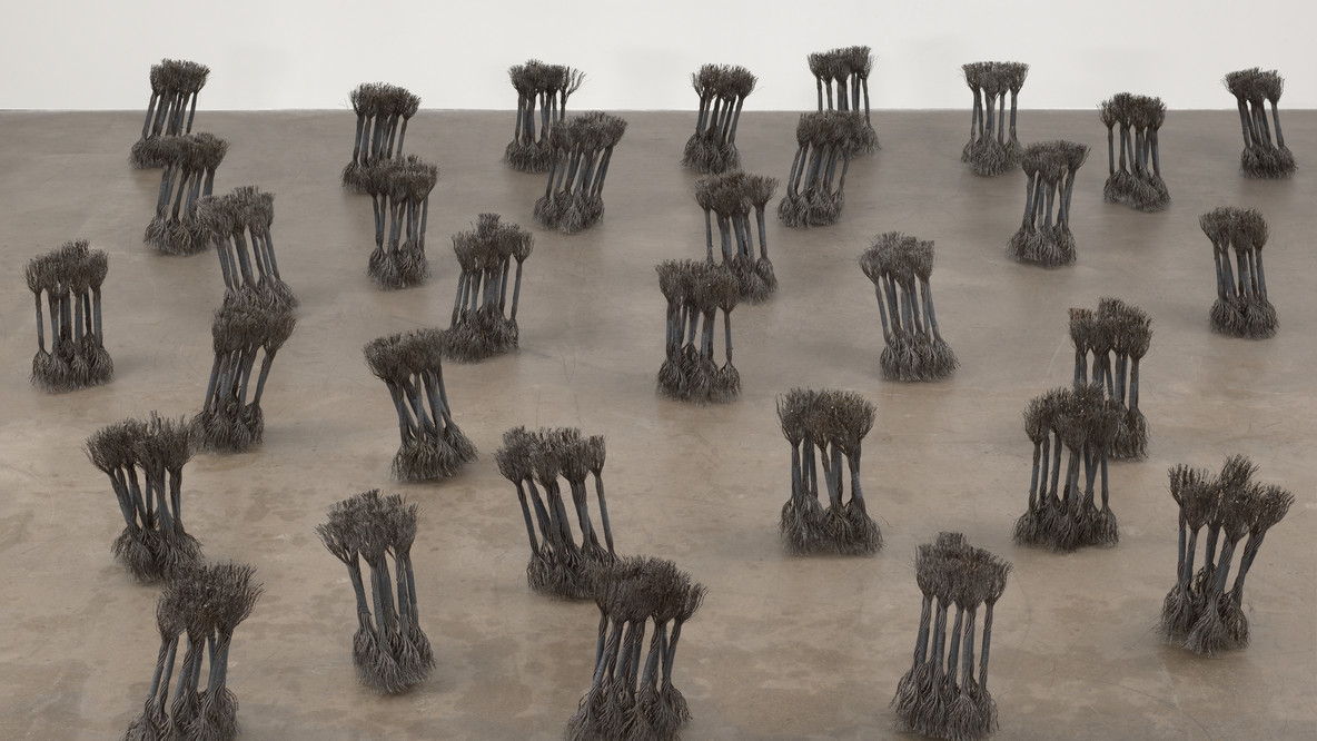 Maren Hassinger. Leaning. 1980. Wire rope and wire, 32 bundles, Each 16&#34; (40.6 cm) high. Acquired through the generosity of The Modern Women&#39;s Fund and Ronnie Heyman