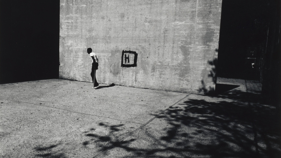 Louis Draper. Boy and H, Harlem, New York. c. 1961. Gelatin silver print, 8 7/16 × 12 13/16&#34; (21.4 × 32.5 cm). Acquired through the generosity of Amy Goldrich. © 2022 Estate of Louis Draper