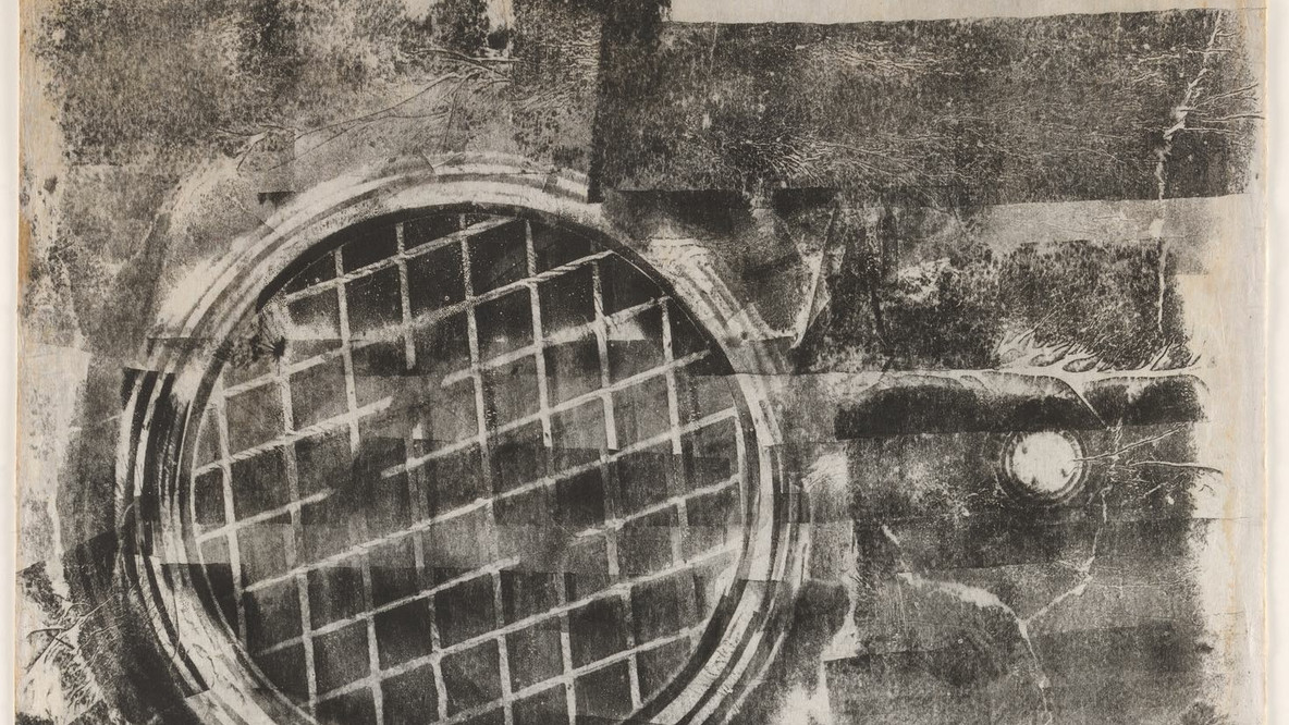 Sari Dienes. Soho Sidewalk. c. 1953–55. Ink rubbing on Webril, 80 × 38 1/2&#34; (203.2 × 97.8 cm). Acquired through the generosity of Mary M. and Sash A. Spencer and The Modern Women’s Fund. © 2022 Estate of Sari Dienes/Licensed by VAGA, New York, NY