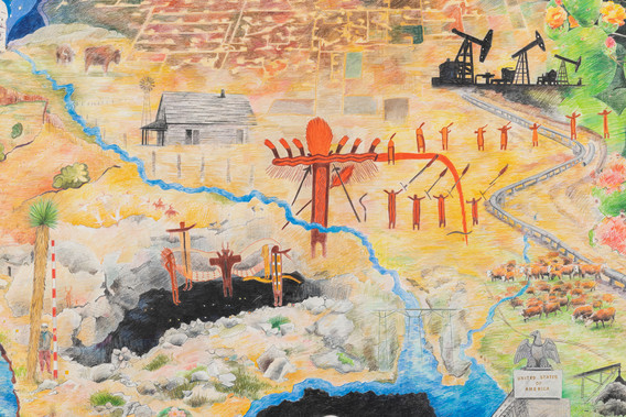 Carolina Caycedo and David de Rozas. Detail from Somi Se’k (The Land of the Sun – La Tierra del Sol). 2020