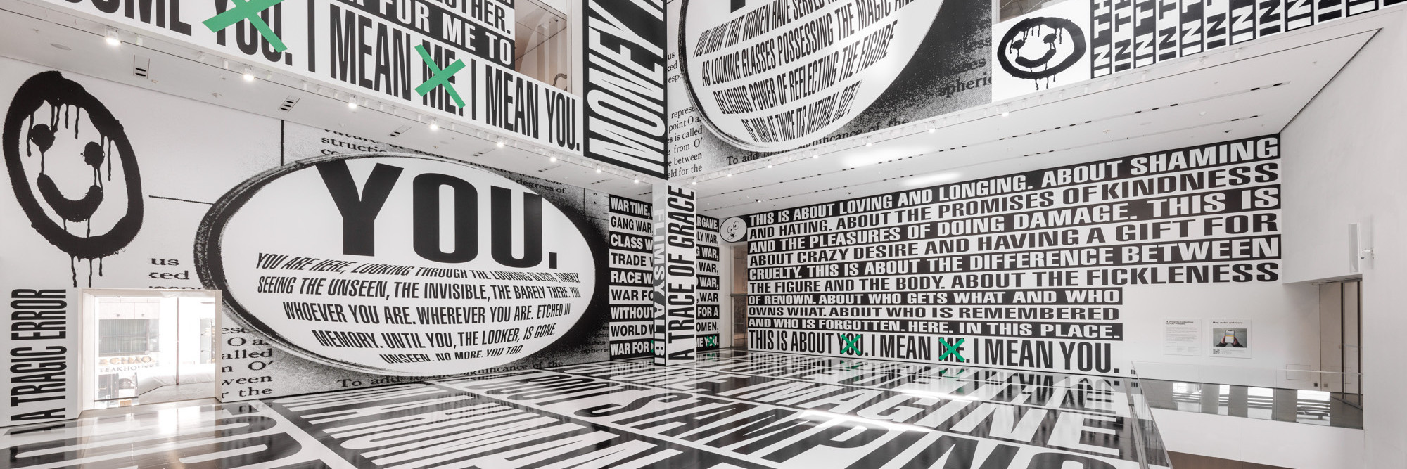 Installation view of Barbara Kruger: Thinking of You. I Mean Me. I Mean You, on view at The Museum of Modern Art, New York from July 16, 2022 – January 2, 2023. Photo: Emile Askey