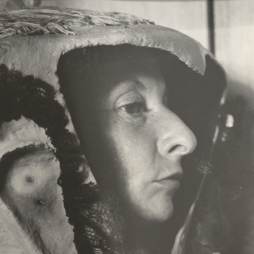 Kati Horna.Untitled (Remedios Varo wearing a mask by Leonora Carrington). 1962. Gelatin silver print, 8 1/2 × 7 3/4&#34; (21.6 × 19.7 cm. Carol and David Appel Family Fund
