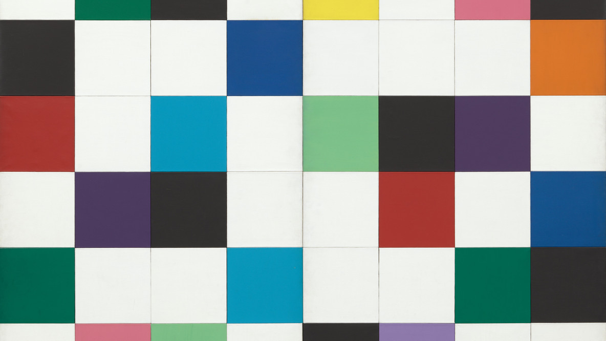 Ellsworth Kelly. Colors for a Large Wall. 1951. Oil on canvas, 64 panels, 7&#39; 10 1/2&#34; × 7&#39; 10 1/2&#34; (240 × 240 cm). Gift of the artist