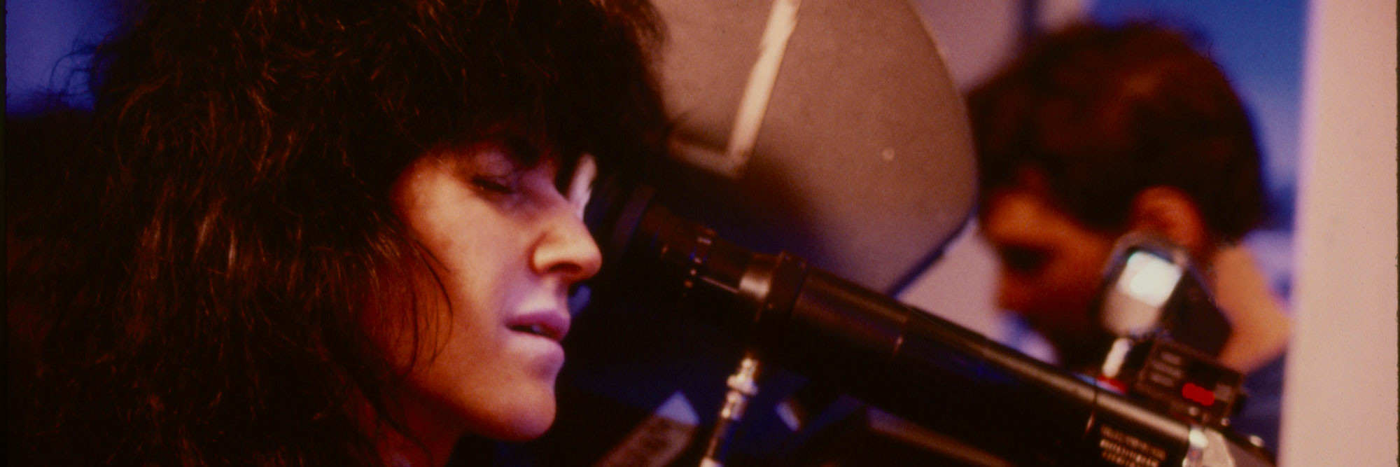 Beth B on the set of Salvation!, 1987. Photo: Frank Ockenfels III. Courtesy Beth B