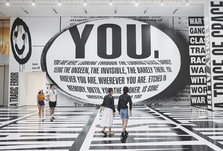 Installation view of Barbara Kruger: Thinking of You. I Mean Me. I Mean You., The Museum of Modern Art, New York, July 16, 2022–January 2, 2023. Photo: Gus Powell