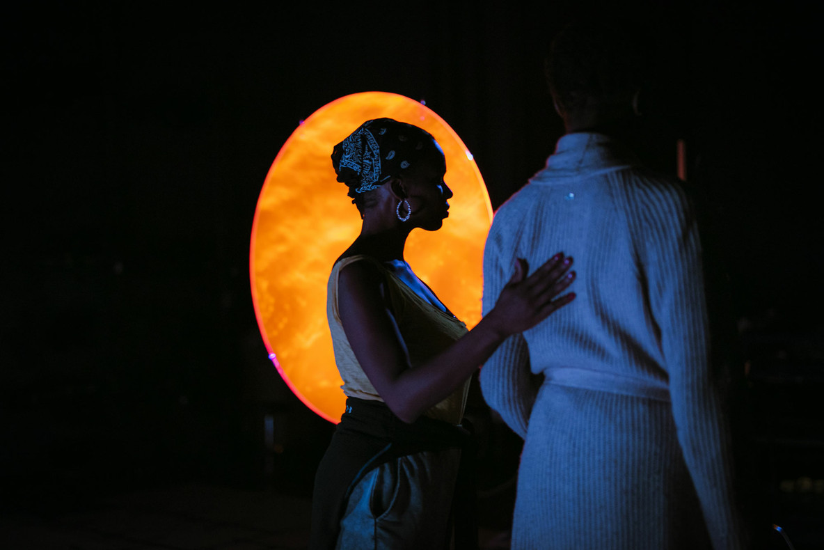 Okwui Okpokwasili rehearsal at MoMA, July 25, 2022, as part of Studio Residency: Okwui Okpokwasili