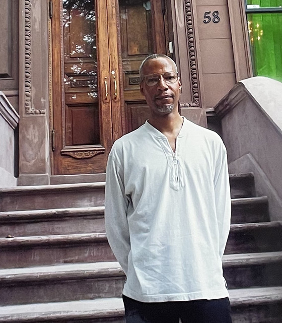 Brad Johnson in front of Maya Angelou’s Harlem home, 2004