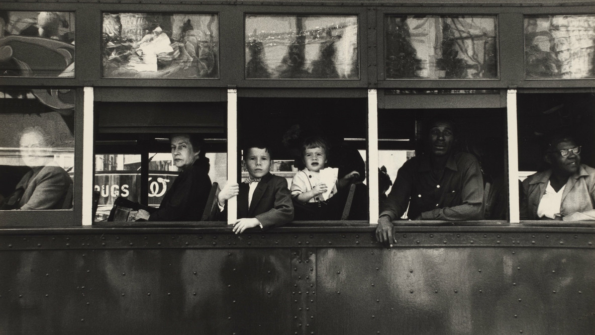 Robert Frank. Trolley--New Orleans. 1955. Gelatin silver print, 9 1/16 × 13 3/8&#34; (23.1 × 34 cm). The Fellows of Photography Fund, The Family of Man Fund, and Horace W. Goldsmith Fund through Robert B. Menschel. ©️ Andrea Frank Foundation, from The Americans