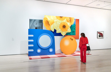 Tom Wesselmann. Still Life #57. 1969–70. Oil on canvas and base of acrylic paint on carpet, in six sections. The Museum of Modern Art, New York. Gift of the artist. © Tom Wesselmann/Licensed by VAGA, New York, NY. Photo: Gus Powell