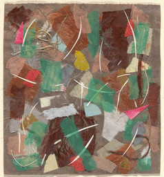 Anne Ryan. Number 353. 1949. Cut-and-pasted colored paper, cloth, and string on paper, 7 1/2 × 6 7/8&#34; (19 × 17.5 cm). Gift of Elizabeth McFadden