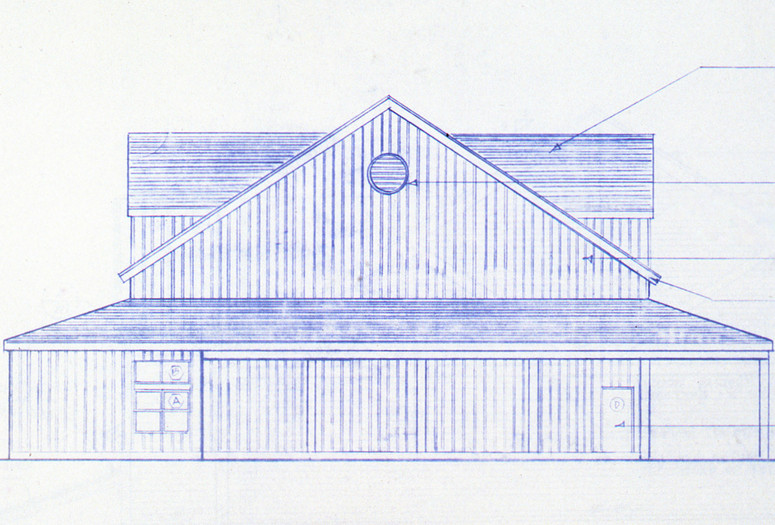 Blueprint for the Studio/Theatre, east elevation. Image courtesy the Jacob’s Pillow Archives