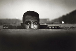 Gordon Parks. Emerging Man, Harlem, New York. 1952. Gelatin silver print, 8 7/16 x 12 7/8&#34; (21.4 x 32.7 cm). Acquired through the generosity of The Friends of Education of The Museum of Modern Art and Committee on Photography Fund. © 2017 Gordon Parks Foundation