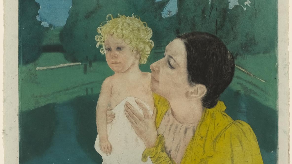 Mary Cassatt. By the Pond. c. 1898. Aquatint and drypoint, plate: 13 × 16 15/16&#34; (33 × 43 cm); sheet: 15 1/2 × 18 1/2&#34; (39.3 × 47 cm). Gift of Abby Aldrich Rockefeller