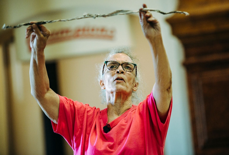 Performance of Maren Hassinger’s Birthright (2022) at the Smithsonian’s National Portrait Gallery. Photo: Matailong Du. Courtesy Smithsonian’s National Portrait Gallery