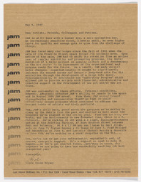 Just Above Midtown Newsletter, May 5, 1987. Collection Linda Goode Bryant, New York