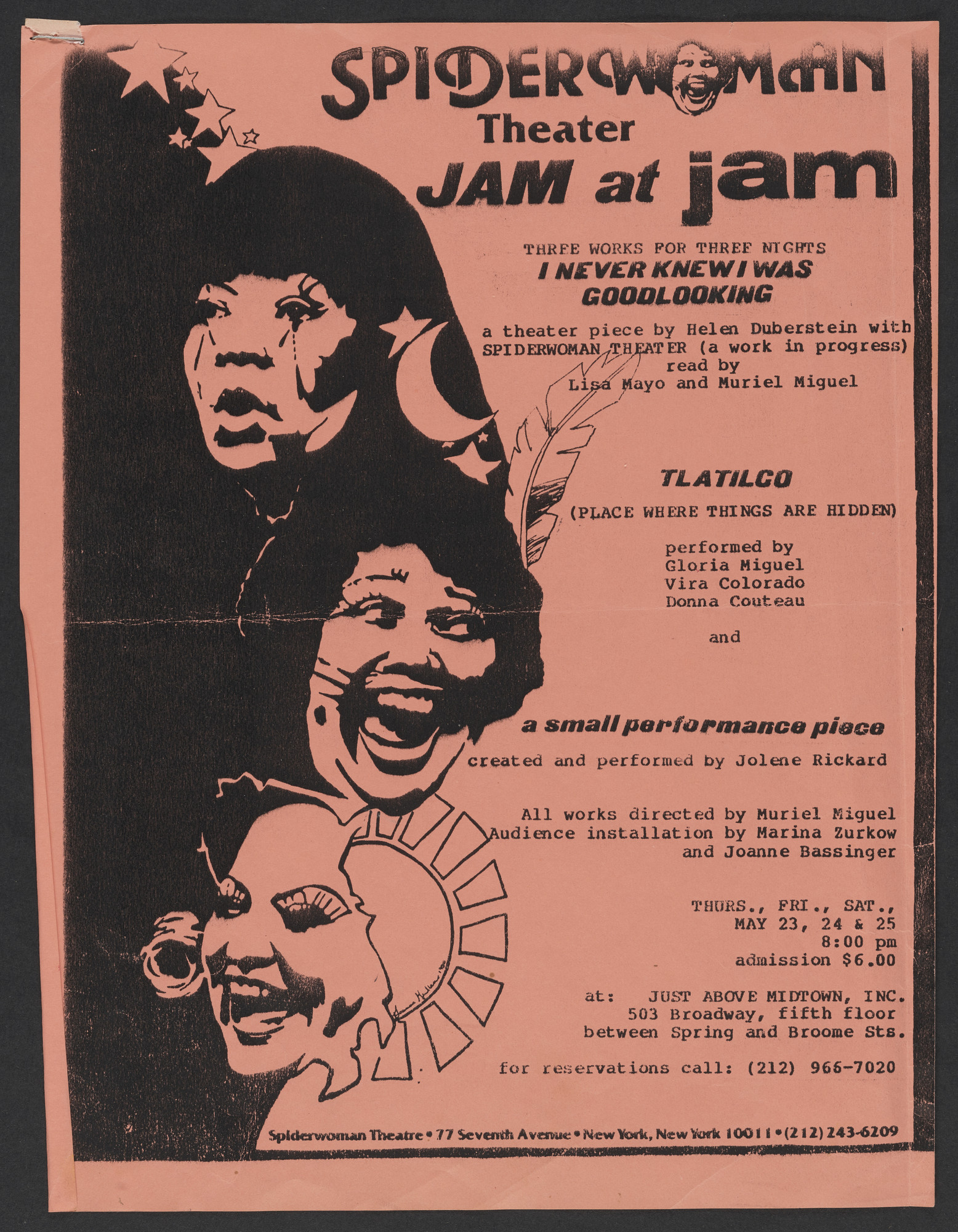 Flyer for Spiderwoman Theater's Three Works for Three Nights, 1985. Collection Linda Goode Bryant, New York
