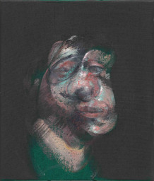 Francis Bacon. Detail from Study for Three Heads. 1962. Oil on canvas, three panels; each panel 14 1/8 × 12 1/8&#34; (35.9 × 30.8 cm). The William S. Paley Collection. © 2022 Estate of Francis Bacon/Artists Rights Society (ARS), New York/DACS, London